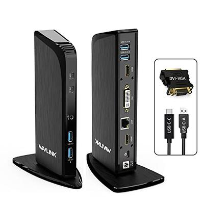 Plugable USB 3.0 and USB-C Universal Laptop Docking Station with 2 HDMI  Ports for Windows, Mac, and ChromeOS (Gigabit Ethernet, Audio, 6 USB Ports)