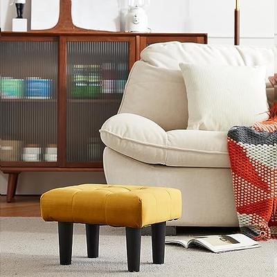 Small Footstool Ottoman,Velvet Soft Footrest Ottoman With Wood Legs,Sofa  Footrest Extra Seating For Living Room Entryway Office