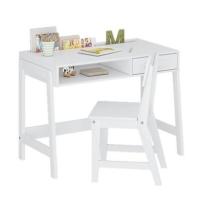 BALANBO Kids Table Kids Desk and Chair Set with Drawer and Bookshelf Wooden  Children's Media Desk Student's Study Computer Workstation and Writing