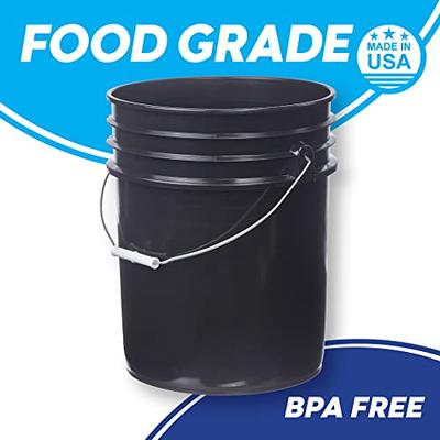 Consolidated Plastics 5 Gallon Black Food Grade Buckets + Blue Gamma Seal  Lids, BPA Free Container Storage, Durable HDPE Pails, Made in USA (3 Pack)  - Yahoo Shopping