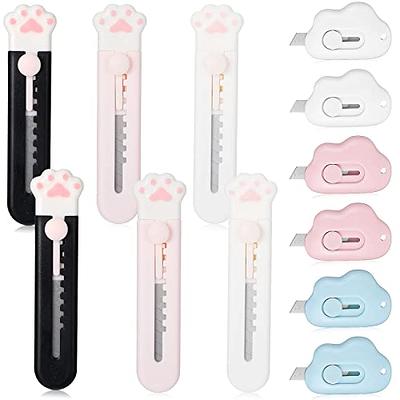 6 Pack Box Cutter Retractable, Sharp Utility Knife Retractable, Cute Box  Cutters for Office, Home, Arts Crafts, Cartons, Cardboard, Paper