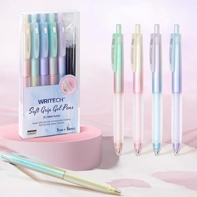 Writech Retractable Gel Ink Pens: 8ct Black Ink 0.5mm Fine Point Tip Pen  Comfort Grip Smooth Writing with Aesthetic Gradient Color Barrel for  Journaling Note Taking Sketching No Bleed & Smear 