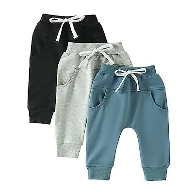 MAINESAKA Toddler Baby Boys Harem Pants 3 Pack Drawstring Solid Terry  Active Joggers Pants Cotton Pull-on Crawling Sweatpants (Black Gray Blue,  12-18 Months) - Yahoo Shopping