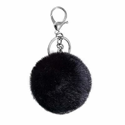 Somaler Genuine Fox Fur Pom Pom Keychain Bag Purse Charm Large Fluffy Fur Ball Keychains