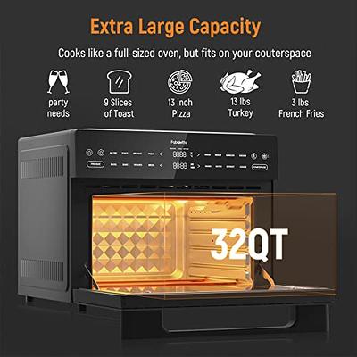  Air Fryer Toaster Oven Combo - Fabuletta 10-in-1 Countertop  Convection Oven 1800W, Flip Up & Away Capability for Storage Space,  Oil-Less Air Fryer Oven Fit 12 Pizza, 9 Slices Toast, 5