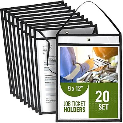 Job Ticket Holders 9x12 inch Work Order Plastic Sleeves for Documents 10 Pack