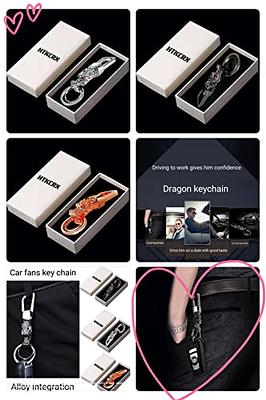  QBUC Genuine Leather Car Keychain,Universal Heavy Duty Metal  Key Chain Accessories,Car Fob Key Keychain Holder with 360 Degree Rotatable  Snap Swivel and Anti-Lost D-Ring for Men Women(White) : Automotive