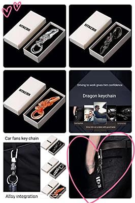  QBUC Genuine Leather Car Keychain,Universal Heavy Duty Metal Key  Chain Accessories,Car Fob Key Keychain Holder with 360 Degree Rotatable  Snap Swivel and Anti-Lost D-Ring for Men Women(White) : Automotive