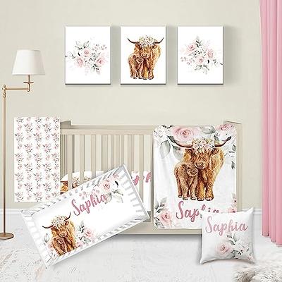 Highland Cow Animal Pillow Decorative Nursery Decor Farm Nursery