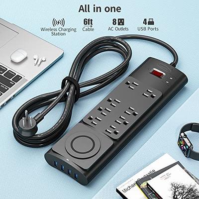 BESTEK Wireless Charger Desktop Power Strip with 8 Outlets and 3 USB Ports