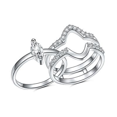 Newshe Wedding Rings for Women Engagement Ring Enhancer Band Bridal Set  Sterling Silver 1.8Ct Cz Rose Gold Size 7.5 