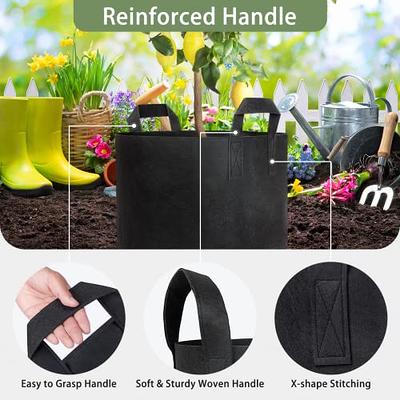 Cavisoo 5-Pack 10 Gallon Potato Grow Bags, Garden Planting Bag with Durable Handle, Thickened Nonwoven Fabric Pots for T, Black