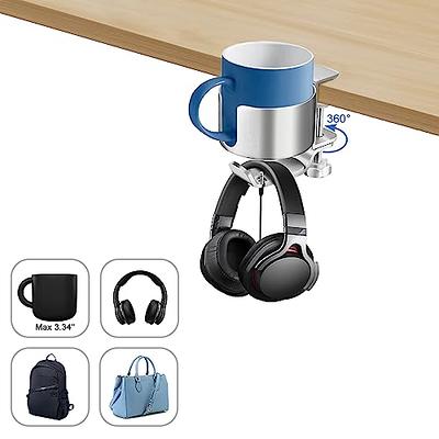  Meekakee Coffee Holder, 2-1 Headphone Hanger with Cup Holder,  Anti-Spill Cup Holder with Under Desk Headphone Hanger, 360° Rotation  Headphone Holder Aluminum Headset Stand with Cable Organizer : Home &  Kitchen