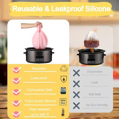 Silicone Slow Cooker Liners 2 Pack, Reusable Cooking Bags Fit for