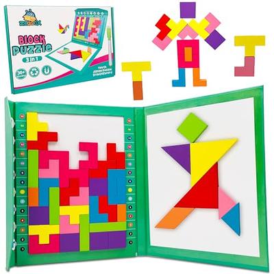 ZRCCOX Wooden Blocks Brain Teaser Magnetic Puzzle Game, Board