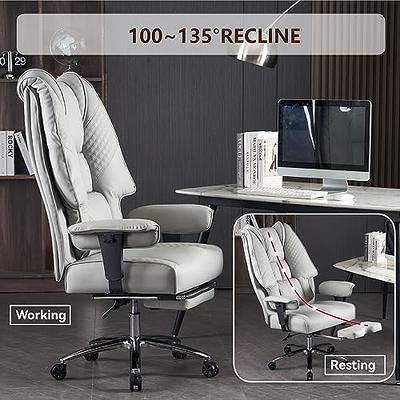 Ergonomic Swivel Executive Adjustable Recliner Desk Chair, Light Grey