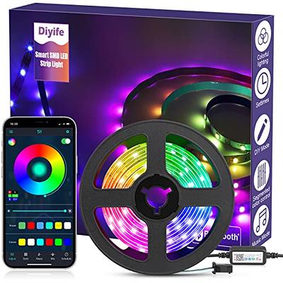 Diyife Smart Multicolor Changing LED Strip, 3M/9.8FT Brighter LED RGB Strip,  Bluetooth 90 LED Strip Light with App Control, Music & Voice Sync to  Illuminate PC, Party, Kitchen, Playroom - Yahoo Shopping