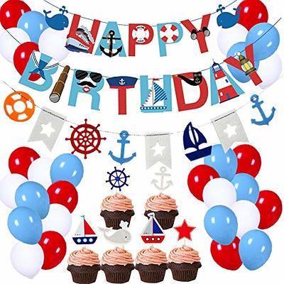 77Pcs Nautical Party Supplies for Boys Nautical Party Decorations