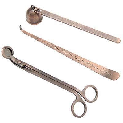 QDJUNE Wick Trimmer and Snuffer Set, 3 in 1Candle Wick Trimmer Set, Red  Copper, Include Candle