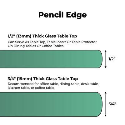 Fab Glass and Mirror 16 x 30 Rectangle 3/8 Thick Tempered Pencil Edge Polish Touch Corners Glass Table Top, Clear