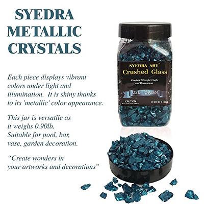 Syedra Crushed Glass for Crafts,Glitter Crushed High Luster Chips, Broken  Glass Pieces, 3-6mm, 410G (Light Blue)