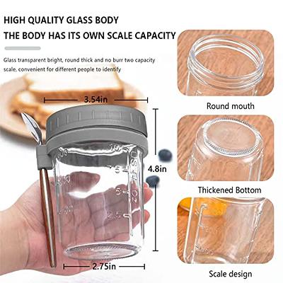 FISHOAKY 4 Pack Overnight Oats Containers with Lids and Spoons, 12 oz Glass  Mason Jars for Overnight Oats with Measurement,Overnight Oats Jars Airtight  Jars for Milk, Cereal, Fruit, Yogurt and More 