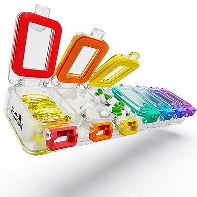 Pill Caddy Metal Compact Style Pill Box W/ Refillable Vials