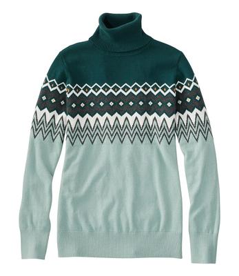 Men's Wicked Soft Cotton/Cashmere Sweater, Crewneck, Intarsia Classic Navy Fair Isle Medium, Cotton Blend | L.L.Bean