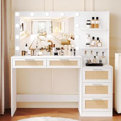 Latitude Run® Vanity Desk Set With Led Lighted Mirror & Power