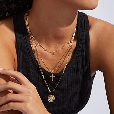 Foxgirl Gold Heart Necklaces for Women 14k Gold Plated Pendant Necklace  Simple Cute Necklaces for Women Dainty Layered Choker Necklaces for Women  Gold