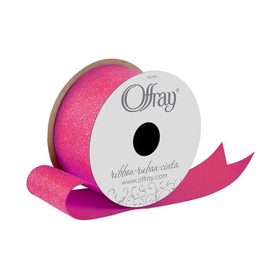 Offray Ribbon, Pink 3/8 inch Grosgrain Polyester Ribbon, 18 feet