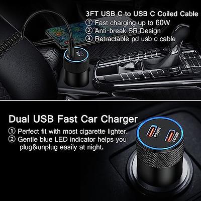 USB-C Retractable Car Charger - Apple iPhone 15 Samsung Galaxy S21