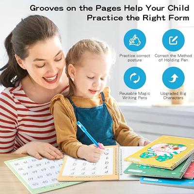 4 Books Reusable Magic Copybooks for Kids Handwriting Workbooks for  Preschools Grooves Template Design Aid Practice