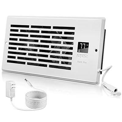 Howeall Super Quiet Register Booster Fan 4 x 12 - Intelligent Thermostat  Control Vent Fan Booster - Cooling Heating Smart Register Vent - White