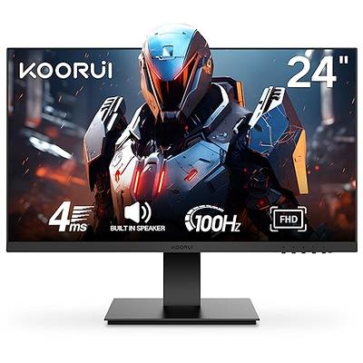 KOORUI 24 Inch Computer Gaming Monitor FHD 1920 x 1080p 100Hz, Built-in  Speakers, Ultra-Slim Bezels, 75 x 75 mm VESA Mountable, Adjustable Tilt,  HDMI