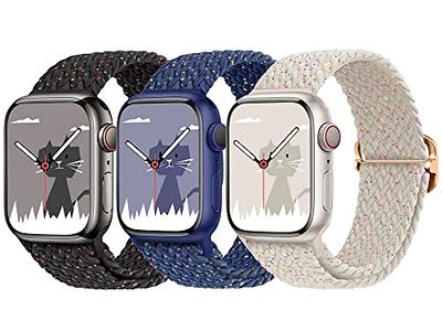 Stretchy Nylon Solo Loop Compatible with Apple Watch Band 38mm 40mm 41mm  42mm 44mm 45mm for Women Men, Adjustable Sport Elastic Wristbands Braided