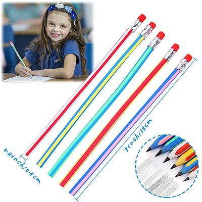 Flexible Soft Pencil,Magic Bendable Pencils,Multi-Colored Fun Soft Pencils  with Erasers for Kids,Classroom Supplies,Back to School Gifts,Party  Favors,5 Colors