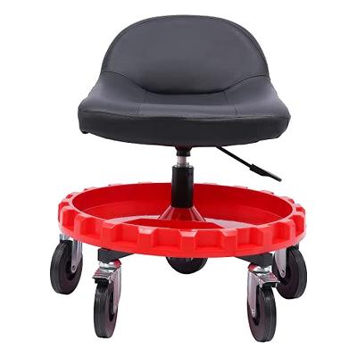 HOMESTOCK Black Adjustable Drafting Stool with Wheels and Backrest