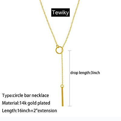 Tewiky Diamond Necklaces for Women, Dainty Gold Necklace 14k Gold Plated  Long Lariat Necklace Simple Gold CZ Diamond Choker Necklaces for Women  Trendy