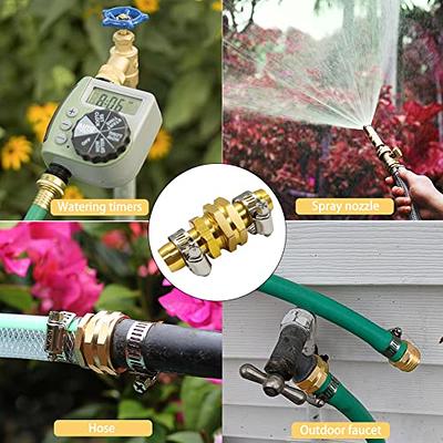 4 Sets 1/2 Inch Solid Brass Garden Hose Connector Hose Mender Water Hose  Repair Kit Female Male Hose Coupling with Tape, Stainless Steel Clamp and  3/4