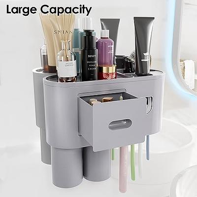 HBlife Toothbrush Holder Wall Mounted for Bathrooms, 4 Cups Bathroom  Toothbrush Organizer Tooth Brushing Holder with Storage Tray, Toothpaste  Dispenser, 4 Brush Slots with Cover and 1 Cosmetic Drawer - Yahoo Shopping