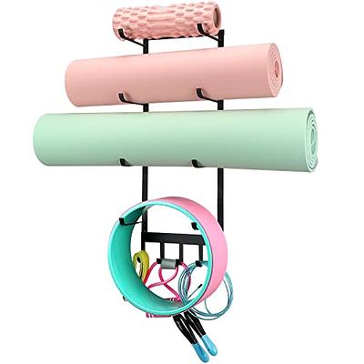 Yoga Mat Holder Wall Mount, Yoga Accessory Mat Storage Rack, Home Gym  Accessories Organizer, Floating Shelf and Hooks for Hanging Foam