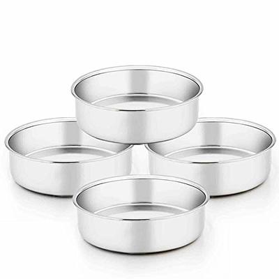 4 inch Cake Pan, 4pcs Layer Baking Round Cake Pans Set Stainless Steel, for Baking Steaming Serving, Healthy & Sturdy, Mirror Finish & Dishwasher Safe