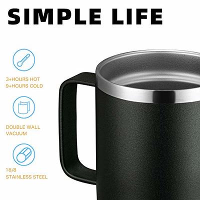 Coffee Mug Cup with Handle, 12 oz Stainless Steel Double Wall Vacuum Insulated  Tumbler with Lid, Reusable and Durable Travel Insulated Coffee Cup Thermal  Cup for Home, Office, Camping 
