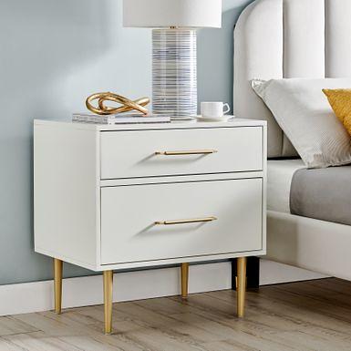 HOMCOM 2-Tier Night Stand with Drawer, Narrow End Table with Bottom Shelf, for Living Room or Bedroom - White