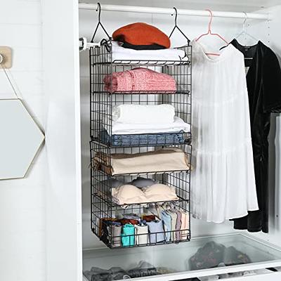 4 Tier Closet Organizers and Storage Shelves for Clothes,4 Pack Stackable  Storage Bins Metal Wire Organizer Baskets Containers Drawers with Dividers