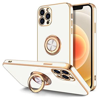 for iPhone 12 Pro Magnetic Case MagSafe Support, iPhone 12 Pro Case  Built-in Camera Protector Plating Gold Soft Silicone TPU Slim Case for  iPhone 12