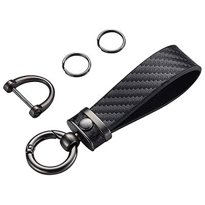 QBUC Genuine Leather Car Keychain,Universal Heavy Duty Metal Key Chain Accessories,Car Fob Key Keychain Holder with 360 Degree Rotatable Snap Swivel