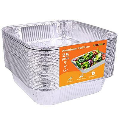 8x8 Foil Pans for Meal Prep and Cooking, Disposable Aluminum Trays (50  Pack)