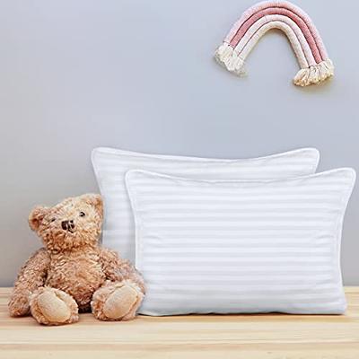 Nestl Cut Plush Striped Reading Pillow for Kids & Teens, Small Back Pillow,  Back Support Pillow, Shredded Memory Foam Bed Rest Pillow with Arms, Misty